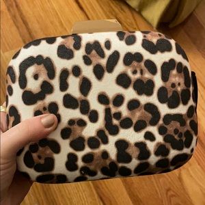 NWT faux suede leopard clutch MALI + LILI